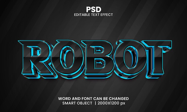 PSD robot 3d estilo de efecto de texto de photoshop editable con fondo