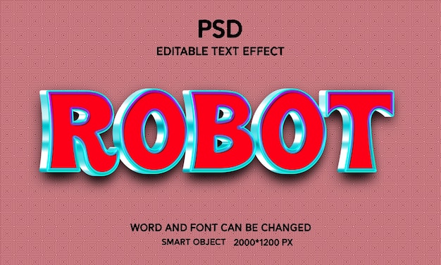 robot 3d fully editable text effect premium psd with background