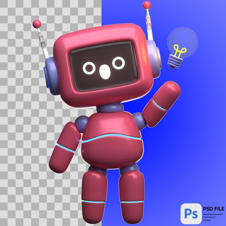 PSD el robot 3d tiene una idea render ilustración icon aislado png