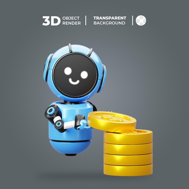 Robot 3d trae moneda