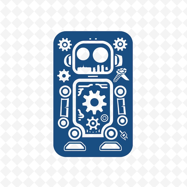 un robot azul con engranajes y engranajos en él