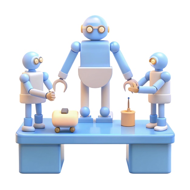 un robot azul con la palabra robot en él