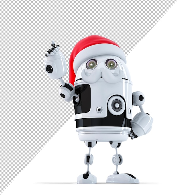 Robot Babbo Natale che punta verso un oggetto invisibile