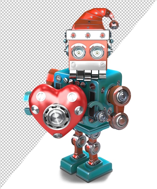 Robot Babbo Natale retrò con cuore meccanico