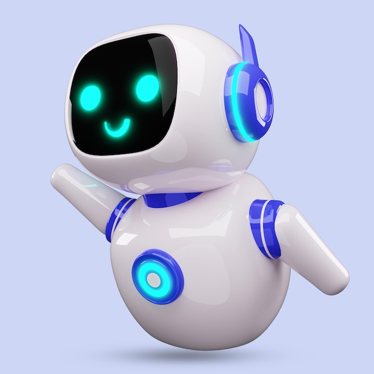 PSD robot bahagia 3d karakter ai maskot bot obrolan gpt ikon chatbot kecerdasan buatan