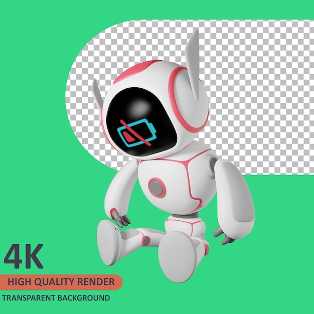 Robot de batería baja de renderizado de modelos 3d