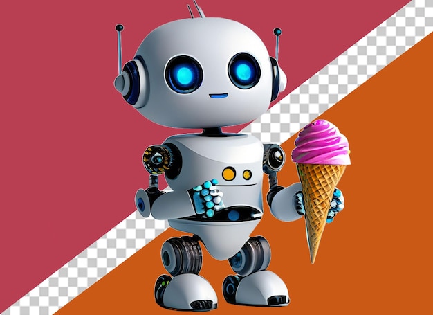 PSD robot blanco 3d con helado