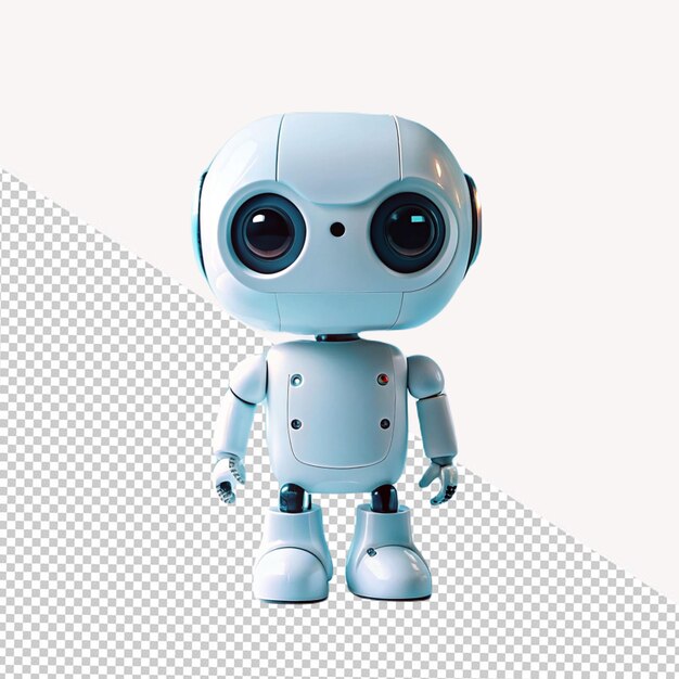 PSD robot blanco lindo en un fondo transparente