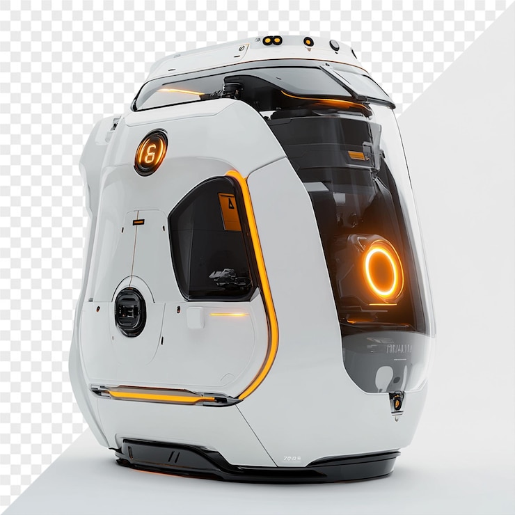 PSD un robot blanco con la palabra " nv " en el costado