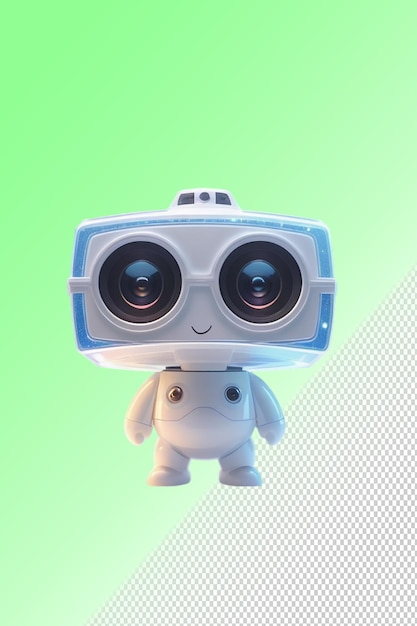 PSD un robot bleu avec des yeux qui regardent avec une caméra sur sa tête