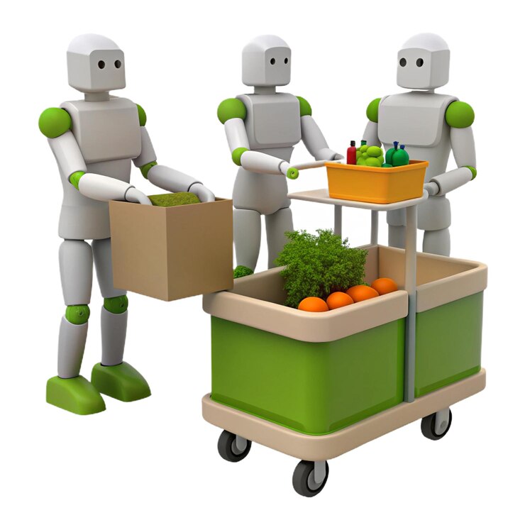 PSD un robot con una camisa verde que dice "robot" en ella