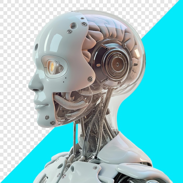 PSD robot avec cerveau visible conception 3d adapté à la technologie et à la science