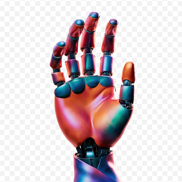 PSD un robot con un cuerpo rojo y azul y un brazo negro que dice robot
