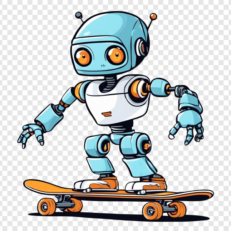 PSD robot di cartone animato blu isolato su uno sfondo trasparente