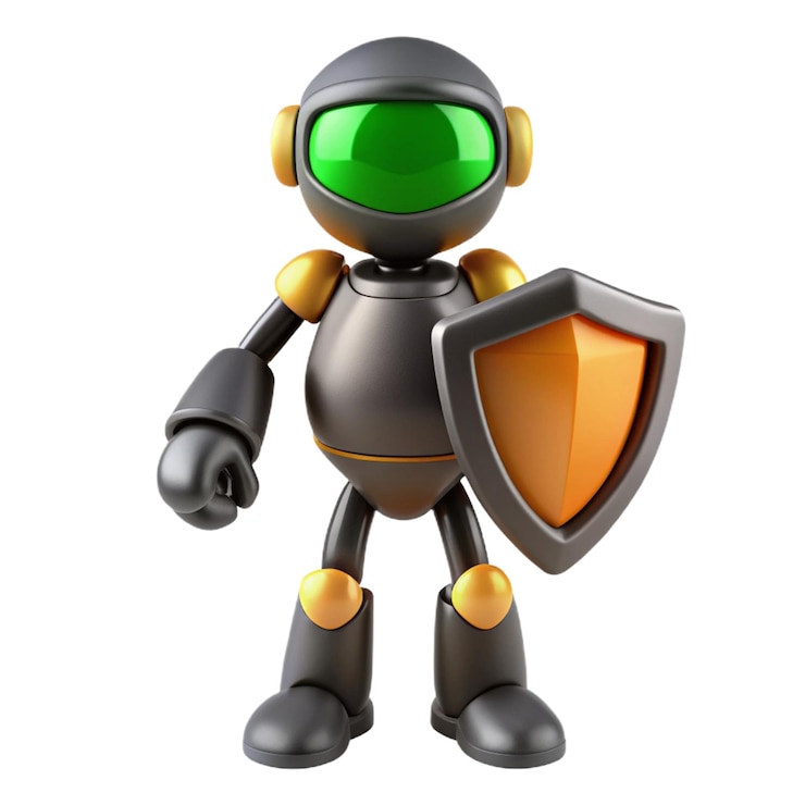 PSD un robot con un escudo y un escudo con un escodo en él