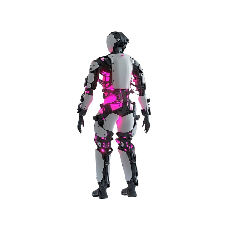 PSD robot femenino futurista vista trasera ai concepto de tecnología ciborg