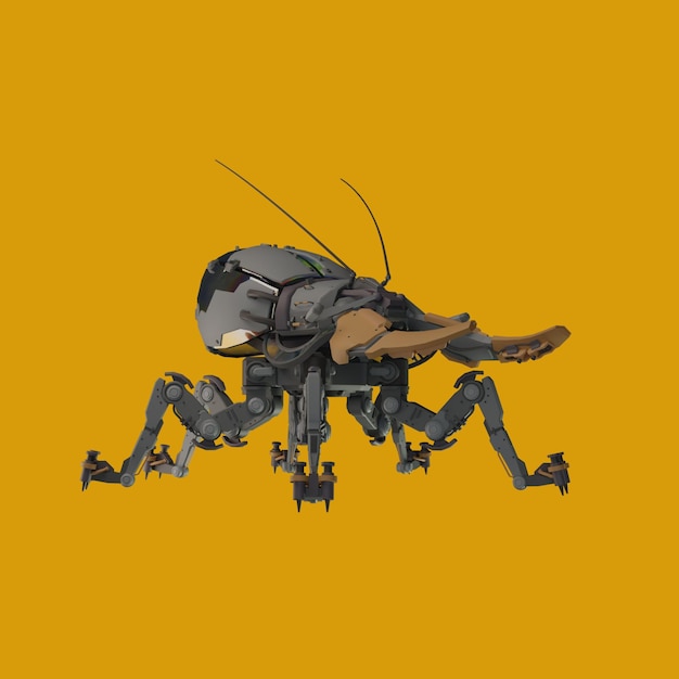 un robot hecho por un robot que tiene un fondo amarillo