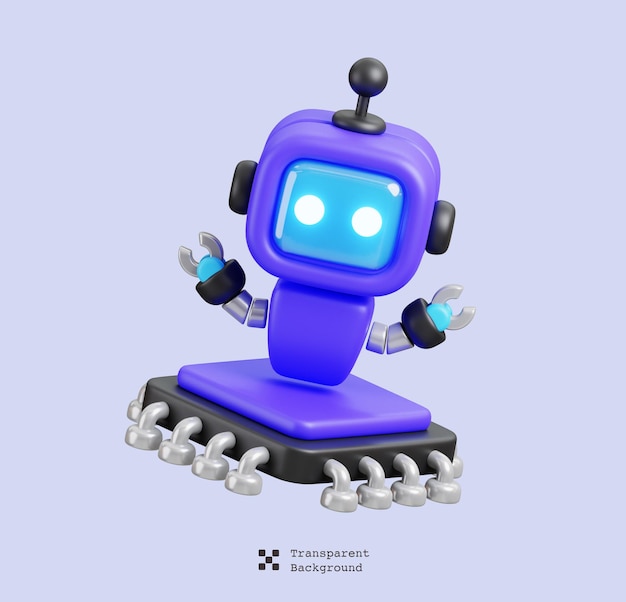 Robot d'IA mignon sur une icône de micropuce isolée support d'IA et de l'intelligence artificielle rendu 3D