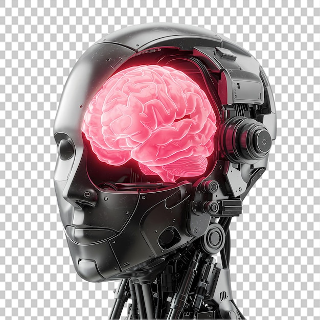 Un robot de inteligencia artificial con un cerebro brillante