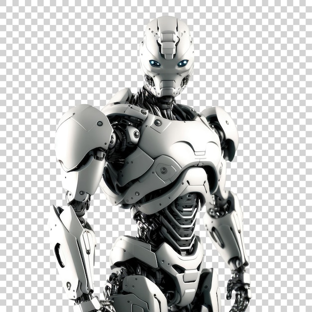 Robot intelligente bianco su sfondo trasparente Macchina umanoide