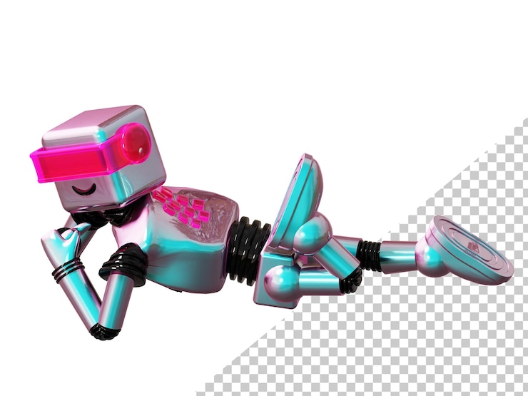 PSD robot isolato su sfondo bianco rendering 3d