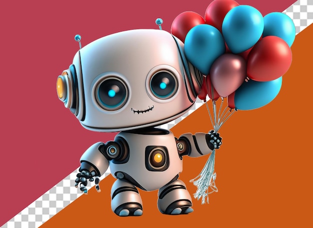 Un Robot Jouet Tenant Trois Ballons à La Main