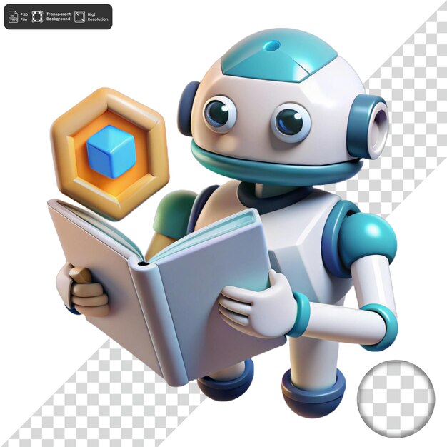 un robot leyendo un libro con la letra z en él
