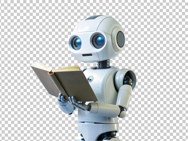 PSD el robot está leyendo un libro.