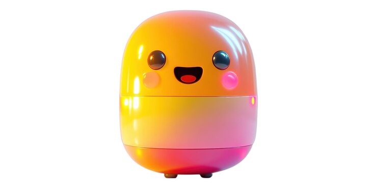 PSD un robot lindo y feliz con la cara redonda aislada sobre un fondo transparente