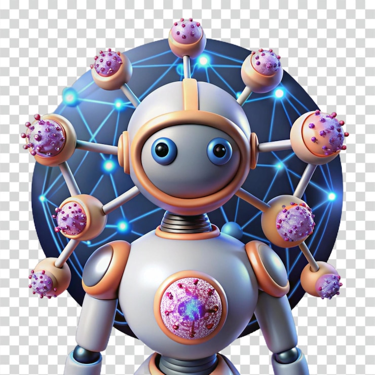 PSD un robot lindo luchando contra el virus