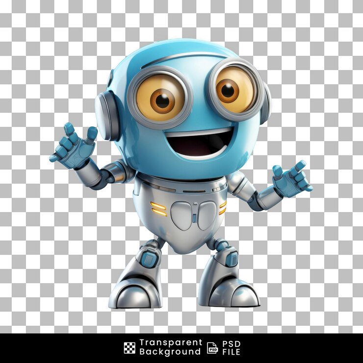 PSD un robot lindo sobre un fondo transparente