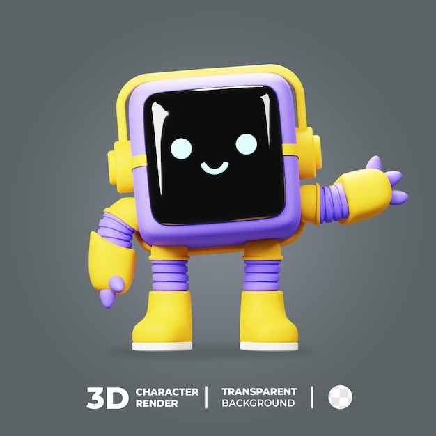 Robot mascotte 3D heureux