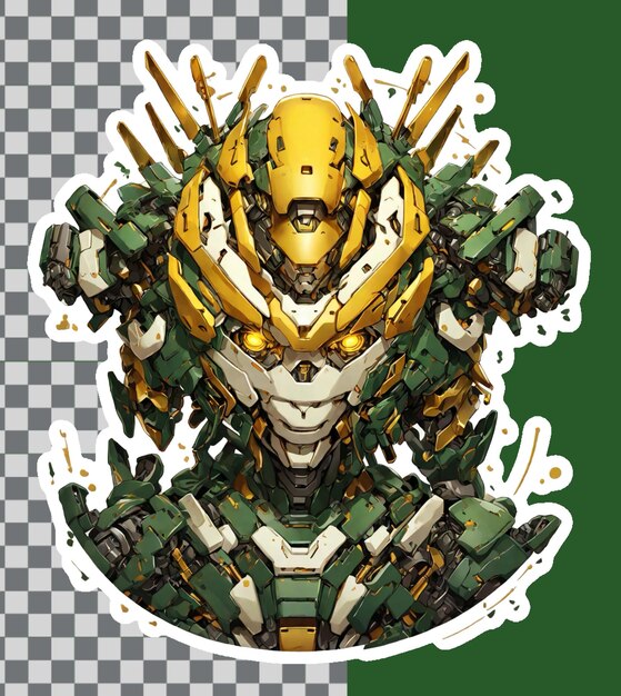 PSD robot mecha disparo de cabeza color de verde y amarillo