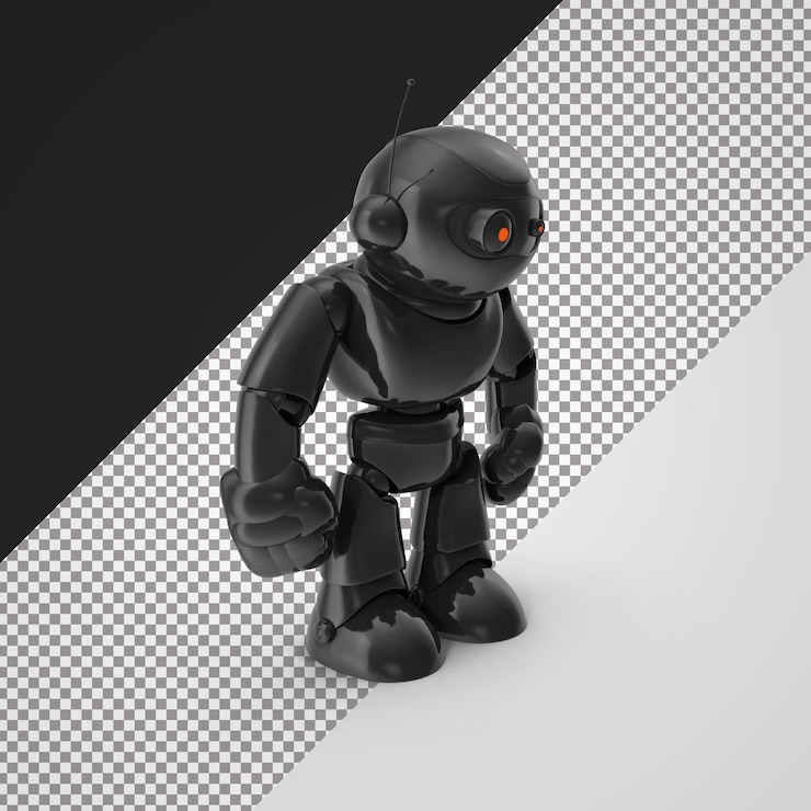 PSD un robot avec un œil rouge rendu en 3d