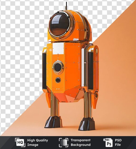 Robot orange debout sur un fond orange Image isolée d'un robot