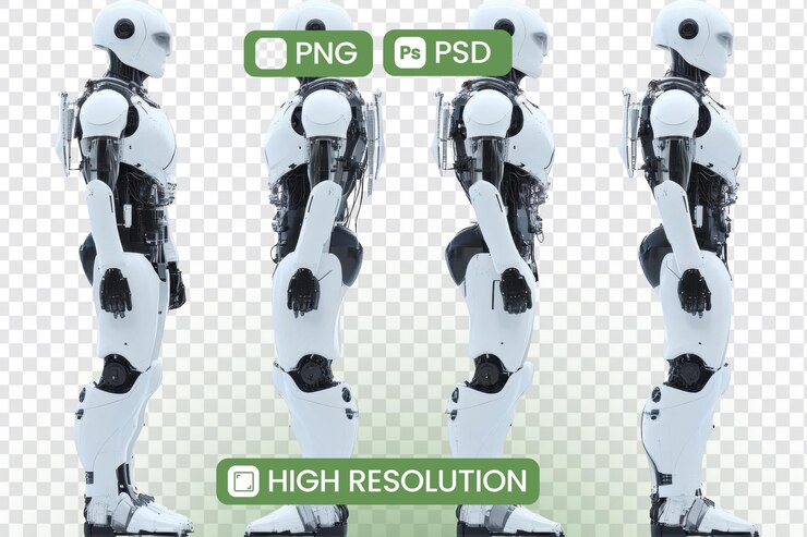 PSD robot de pie objeto transparente modelo 3d de alta resolución arte digital