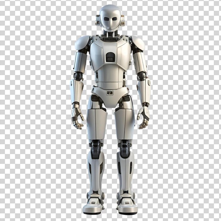 PSD un robot de pie sobre un fondo transparente