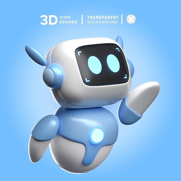 PSD robot posa el gesto de la mano amor ilustración 3d renderización del icono 3d de color aislado