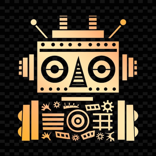 un robot con un robot en la parte de atrás