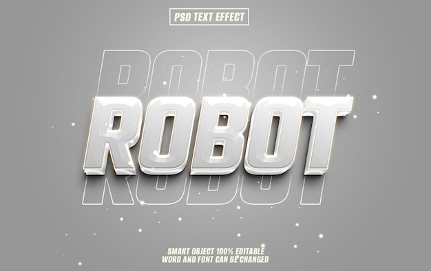 robot text effect font editable typography 3d text