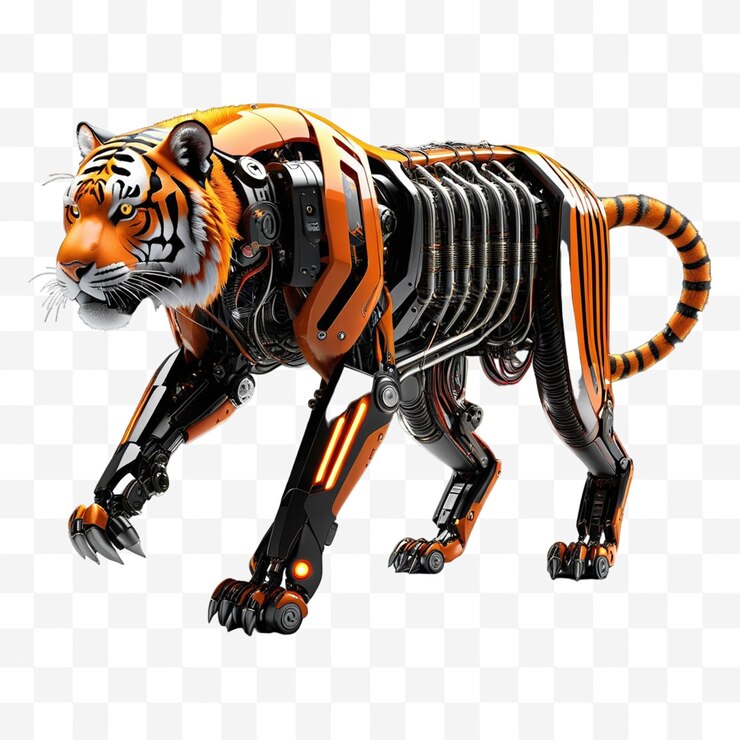 PSD el robot tiger png en un fondo transparente