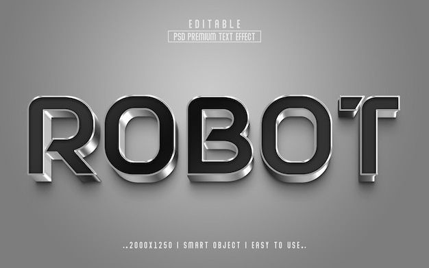 Roboter 3d bearbeitbare texteffekt-stilvorlage