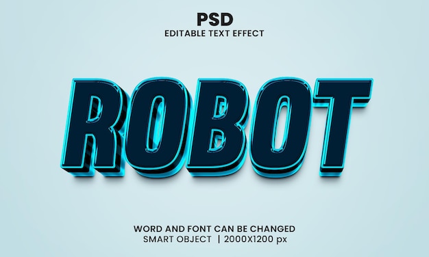 Roboter 3d bearbeitbarer texteffekt premium psd mit hintergrund