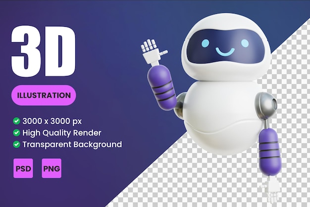 PSD roboter-3d-symbolillustrationen