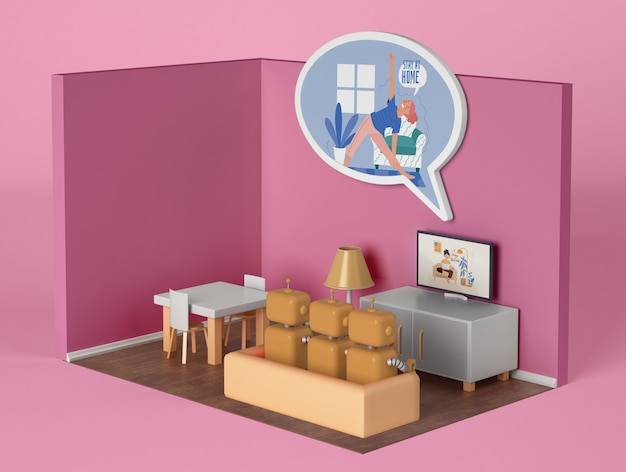 PSD roboter auf der couch, die zu hause fernsehen