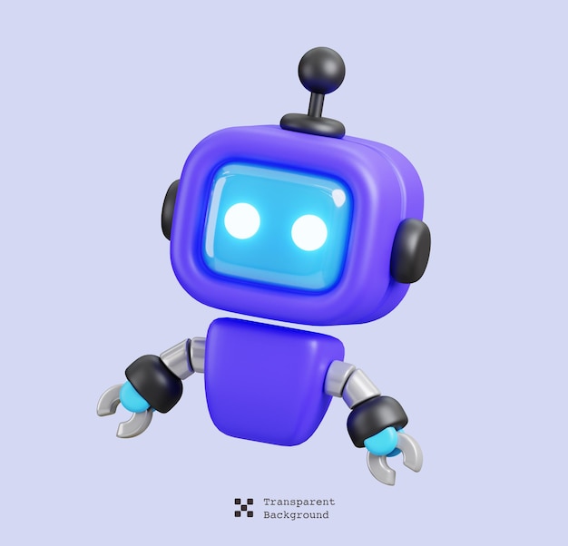 Roboter-Charakter-Symbol isolierte KI-Unterstützung und künstliche Intelligenz Technologie 3D-Rendering