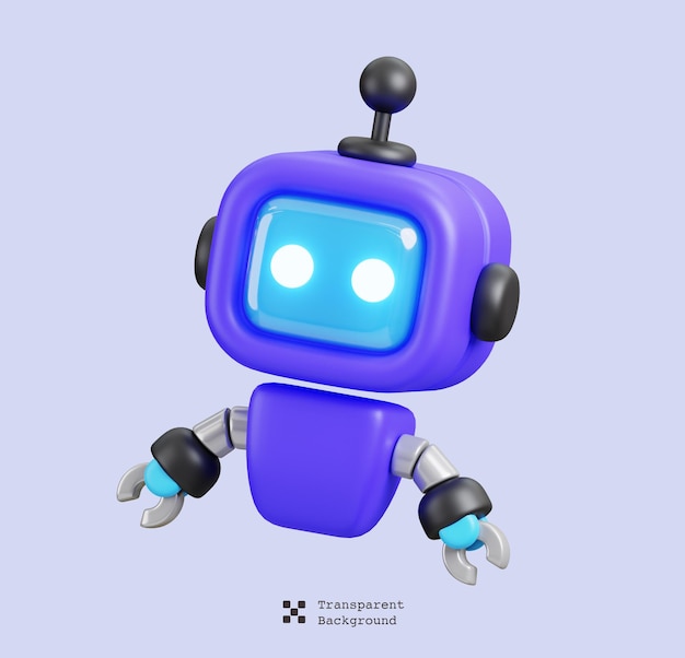 Roboter-charakter-symbol isolierte ki-unterstützung und künstliche intelligenz technologie 3d-rendering