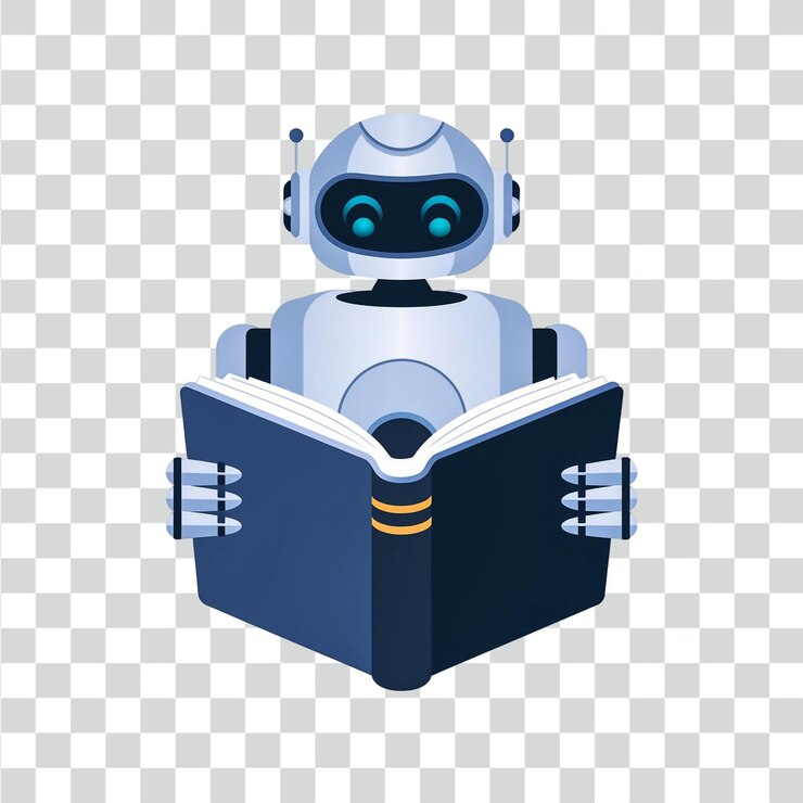PSD roboter, der ein buch liest