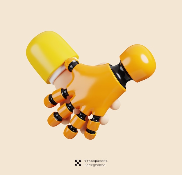 Roboter-Handschüttel-Menschen-Symbol isolierte KI-Unterstützung und künstliche Intelligenz 3D-Rendering