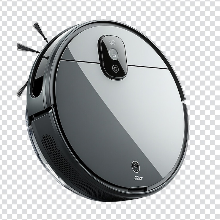 PSD roboter-staubsauger mit wlan-steuerung auf einem transparenten hintergrund
